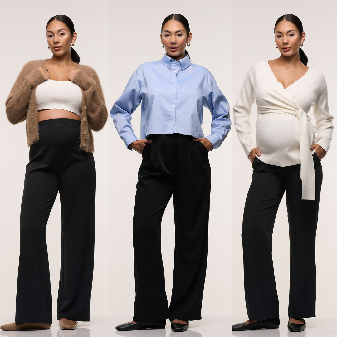 chinese dress ladies Stretchy Straight Maternity Dress Pants- Navy Blue
