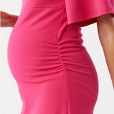 Kim Flare Sleeve Dress - Hot Pink