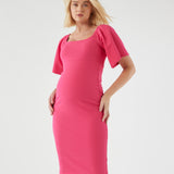 Kim Flare Sleeve Dress - Hot Pink