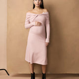 Twist Off shoulder Dress - Rose