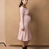 Twist Off shoulder Dress - Rose