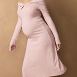Twist Off shoulder Dress - Rose