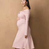 Twist Off shoulder Dress - Rose