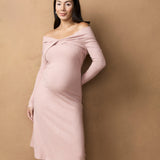 Twist Off shoulder Dress - Rose