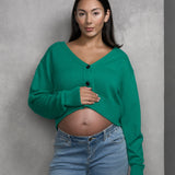 V-Neck Cropped Cardigan