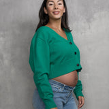 V-Neck Cropped Cardigan
