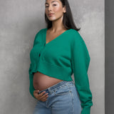 V-Neck Cropped Cardigan