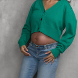 V-Neck Cropped Cardigan