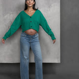 V-Neck Cropped Cardigan