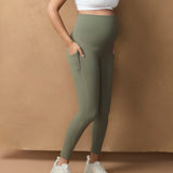 Active Overbelly Side Pocket 7/8 Leggings - Khaki