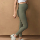 Active Overbelly Side Pocket 7/8 Leggings - Khaki