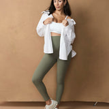 Active Overbelly Side Pocket 7/8 Leggings - Khaki