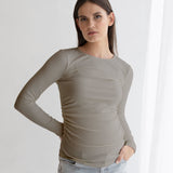 Bamboo Rib Feeding Top - Gray