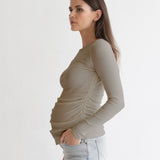 Bamboo Rib Feeding Top - Gray