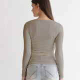 Bamboo Rib Feeding Top - Gray