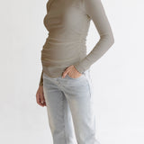 Bamboo Rib Feeding Top - Gray