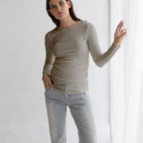 Bamboo Rib Feeding Top - Gray