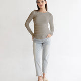 Bamboo Rib Feeding Top - Gray