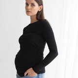 Bamboo Rib Feeding Top - Black