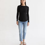 Bamboo Rib Feeding Top - Black