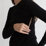 Bamboo Rib Feeding Top - Black