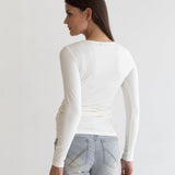 Bamboo Rib Feeding Top - White