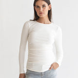 Bamboo Rib Feeding Top - White