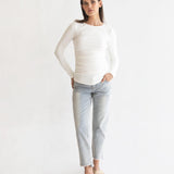 Bamboo Rib Feeding Top - White