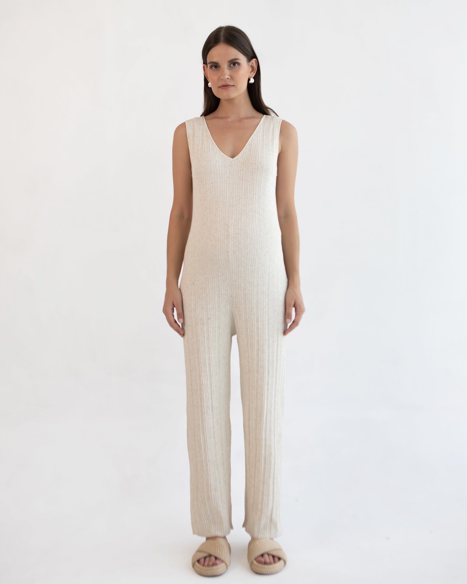 Collette Linen Knit Feeding Jumpsuit