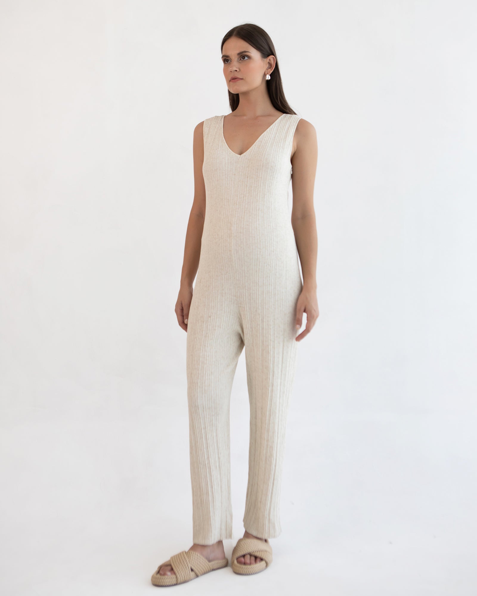 Collette Linen Knit Feeding Jumpsuit