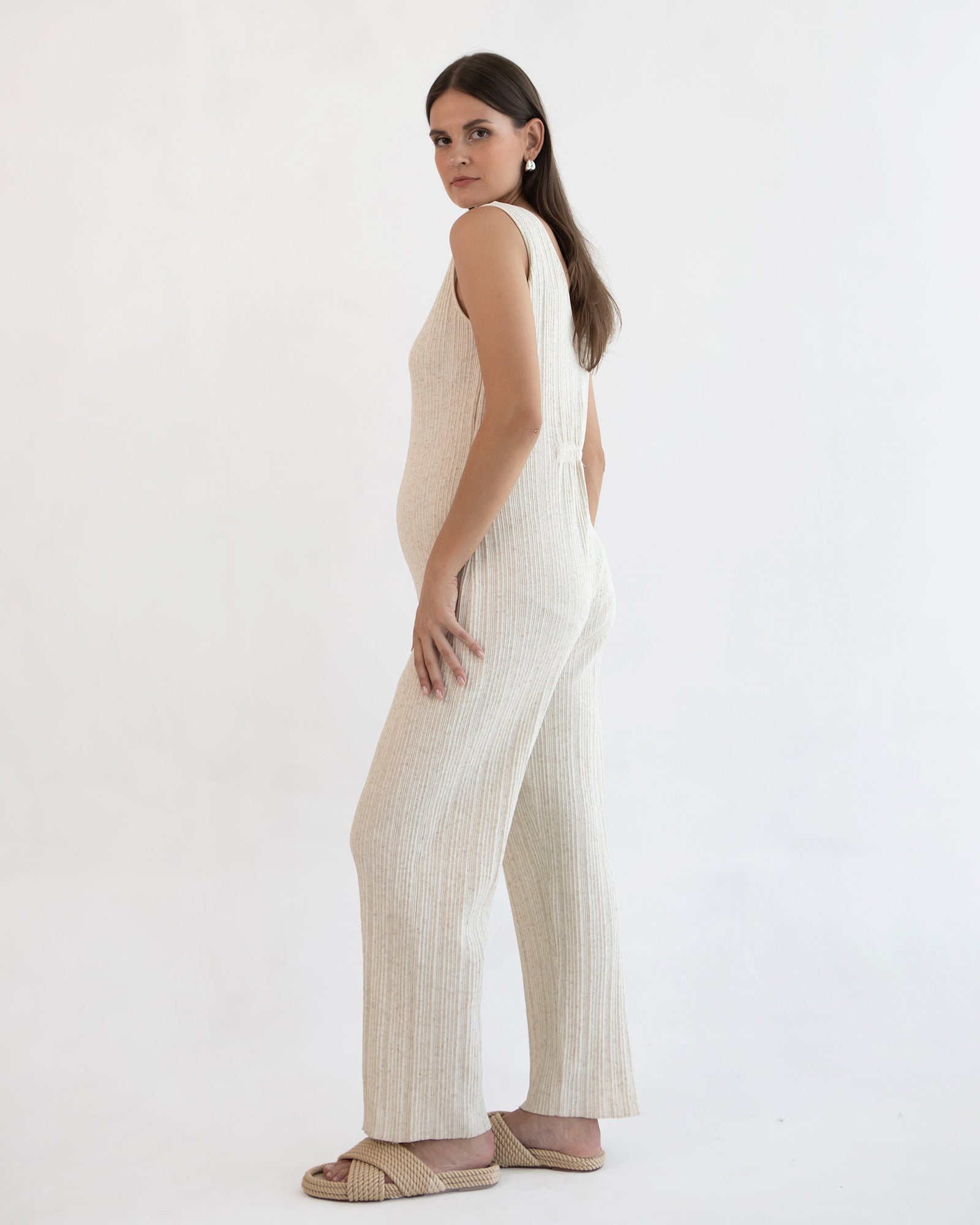 Collette Linen Knit Feeding Jumpsuit