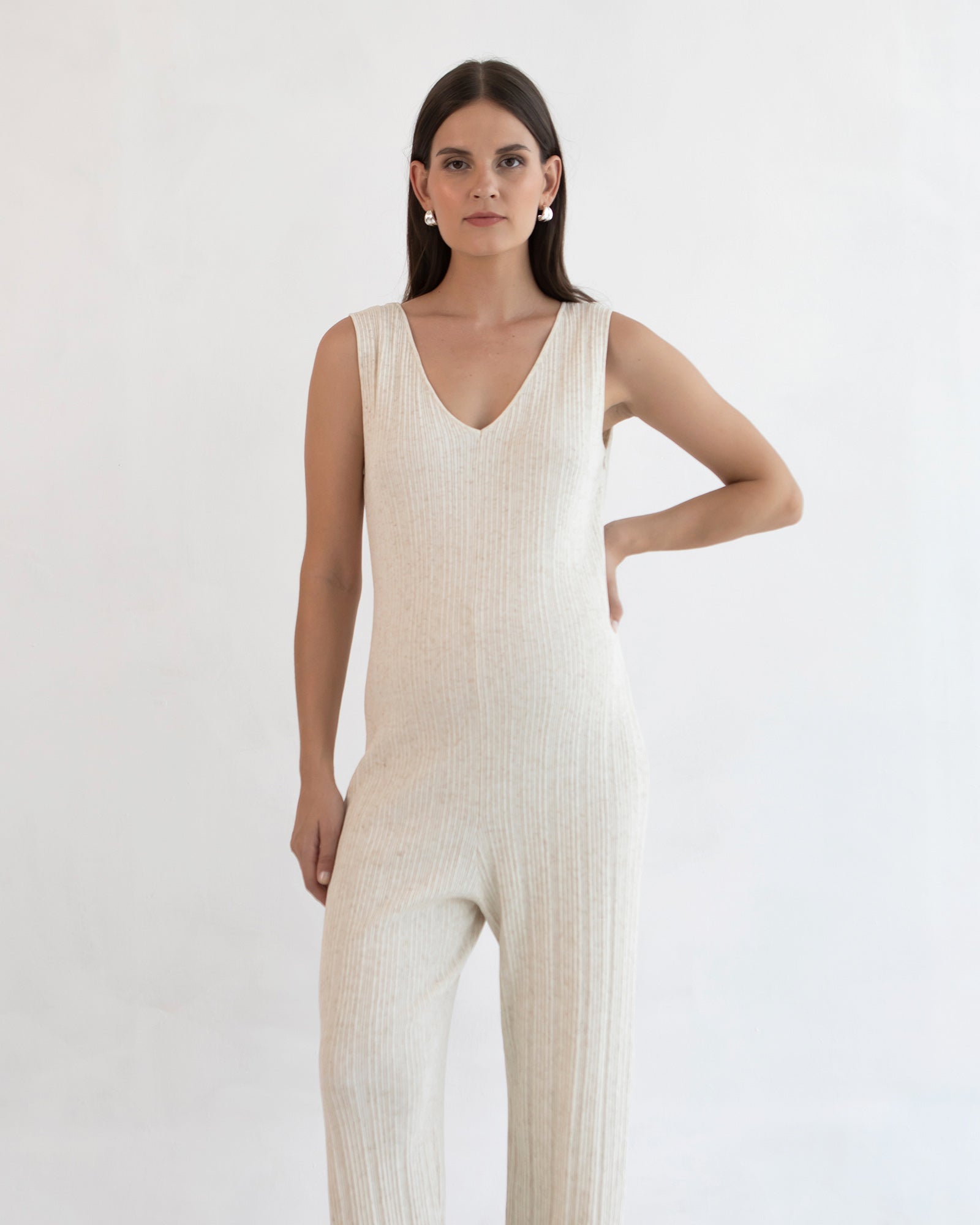 Collette Linen Knit Feeding Jumpsuit