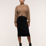 Crepe Buttoned Midi skirt