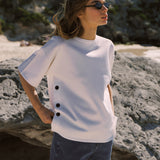 Crepe Knit Button Feeding Top