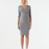 Cross Wrap Feeding Dress - Grey