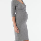 Cross Wrap Feeding Dress - Grey