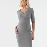 Cross Wrap Feeding Dress - Grey