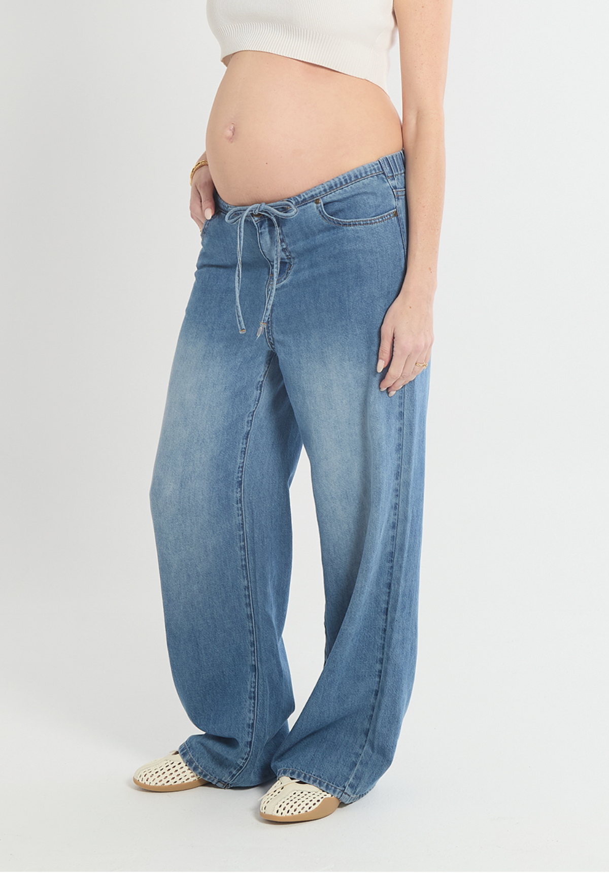 Draped Drawstring Jeans
