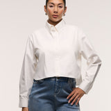 Loren Cropped Shirt - White