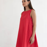 Maeve Buttoned Feeding Dress - Red