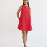 Maeve Buttoned Feeding Dress - Red