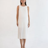 Michelle Pleat Feeding Dress - White