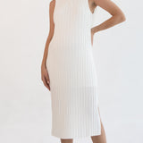 Michelle Pleat Feeding Dress - White