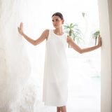Michelle Pleat Feeding Dress - White