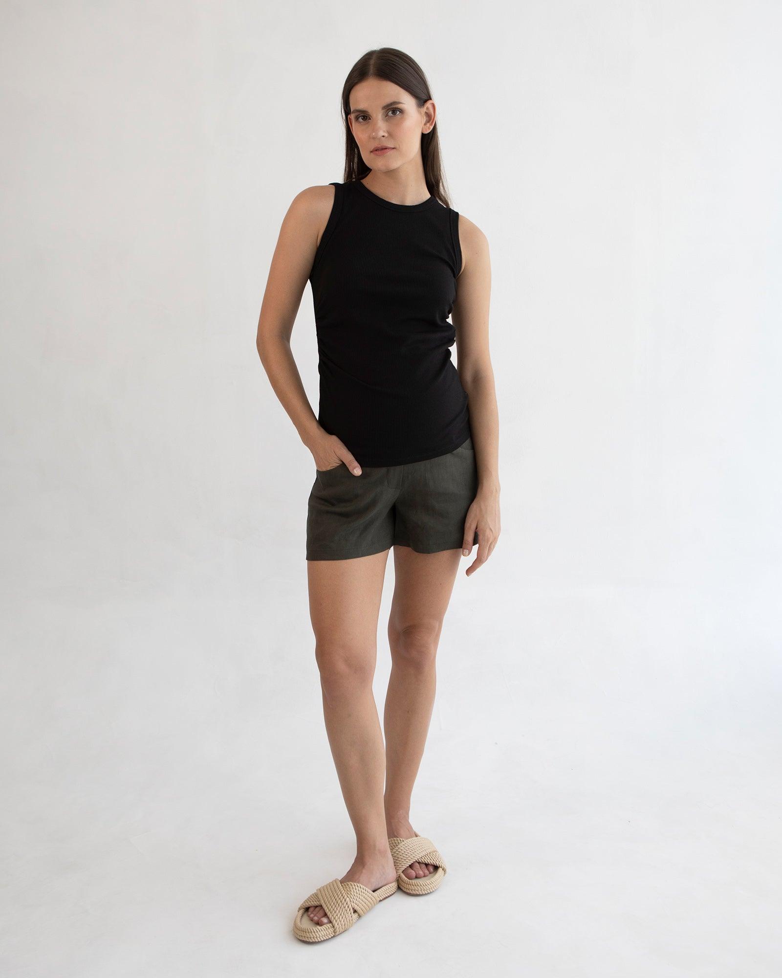 Nala Overbelly Linen Shorts