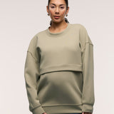 Oversized Feeding Zip Jumper - Khaki