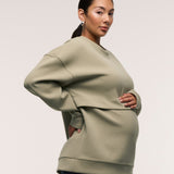 Oversized Feeding Zip Jumper - Khaki