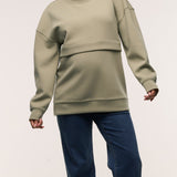 Oversized Feeding Zip Jumper - Khaki