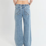 Relaxed Wide Leg Drawstring Jeans