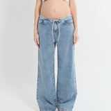 Relaxed Wide Leg Drawstring Jeans